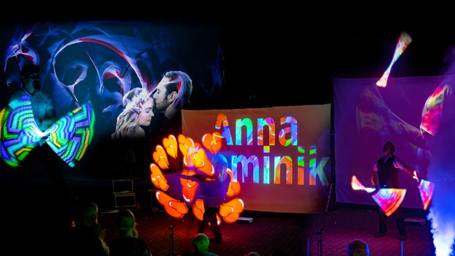 Hochzeits LED Show mit LED Jonglage und Video Projektionen